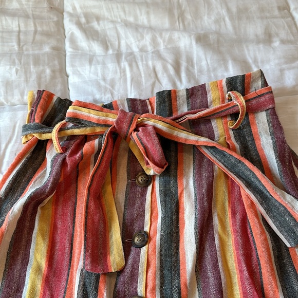 Striped linen mini skirt with bow, medium - Picture 2 of 5